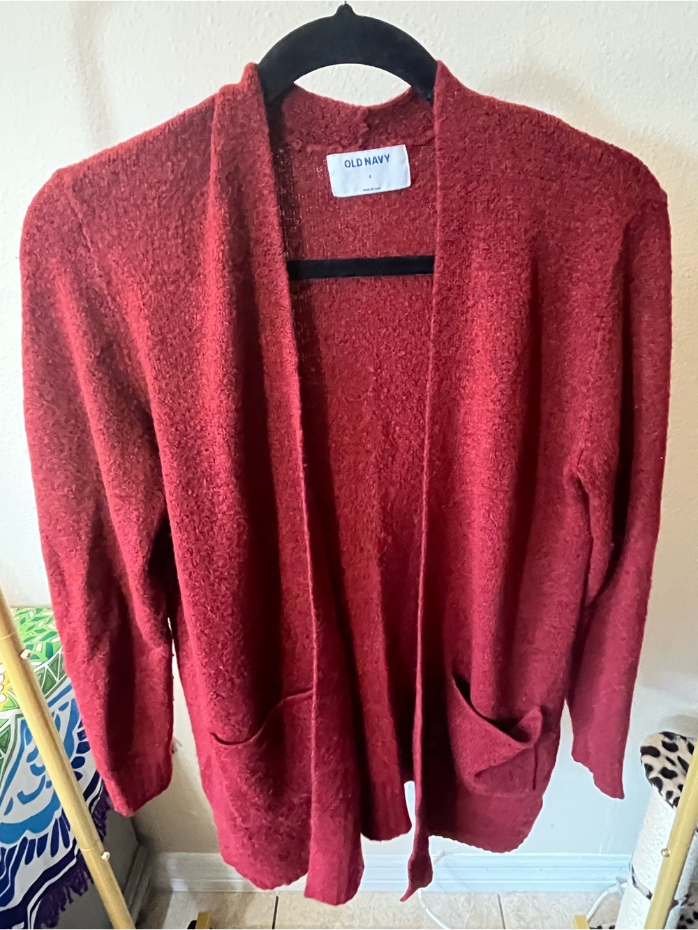Old Navy Women's Open-Front Burgundy Cardigan with Pockets
